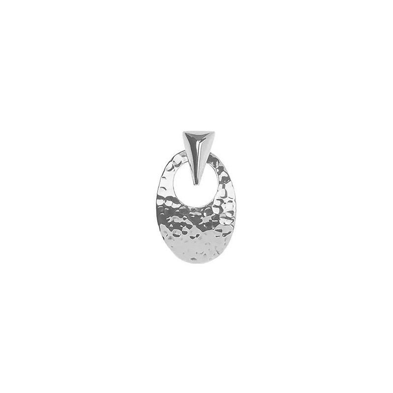 Tianguis Jackson Silver Oval Hammered Pendant & Chain