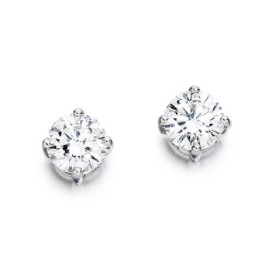 18ct White Gold Diamond Solitaire Stud Earrings - 1.40cts H/SI1