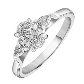 Platinum 3 Stone Oval & Pear-Shaped Diamond Ring