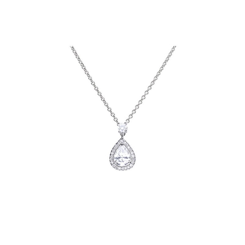 Diamonfire Pave Set Zirconia Teardrop Cluster Necklace - P4623