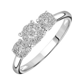 18ct White Gold Multi-cluster Diamond Ring - 0.31ct