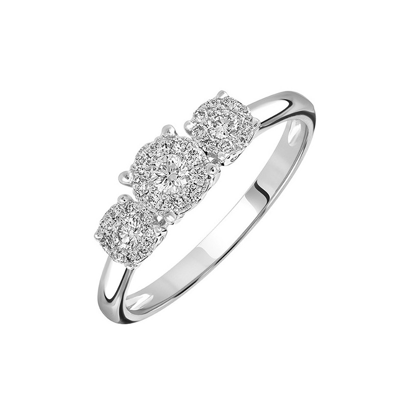 18ct White Gold Multi-cluster Diamond Ring - 0.31ct