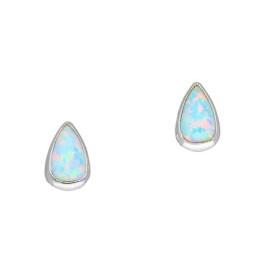 Ortak Sterling Silver Created Opal Earrings - SE386