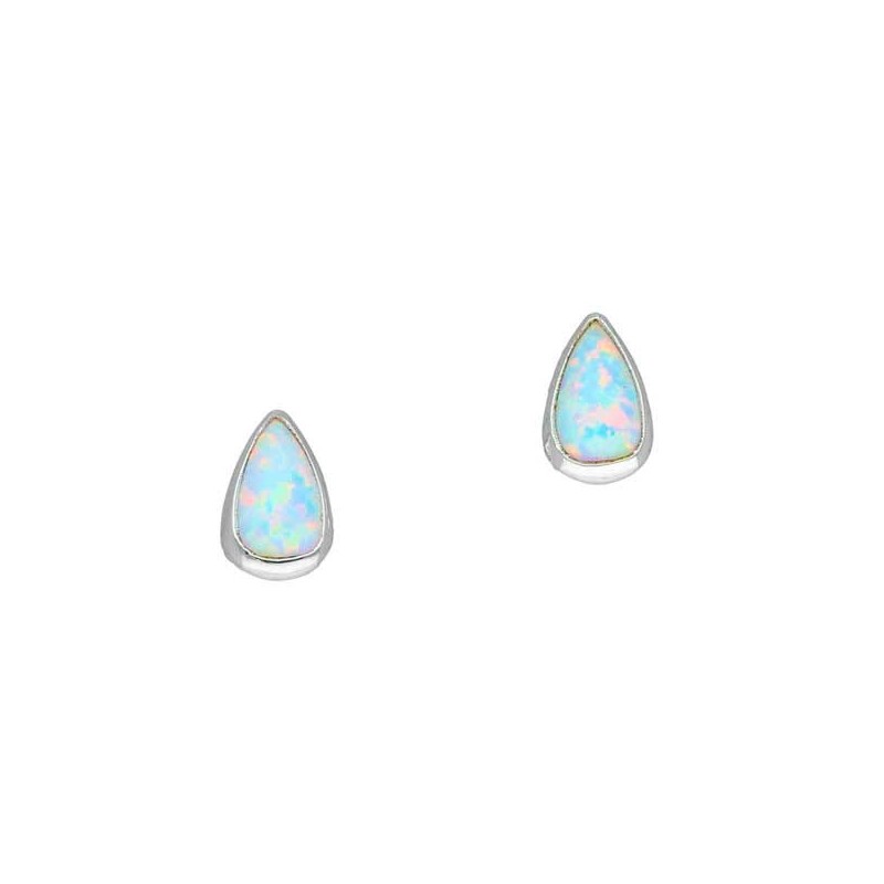 Ortak Sterling Silver Created Opal Earrings - SE386