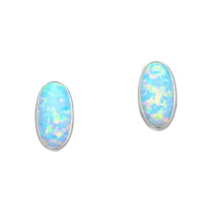Ortak Sterling Silver Created Opal Earrings - SE388