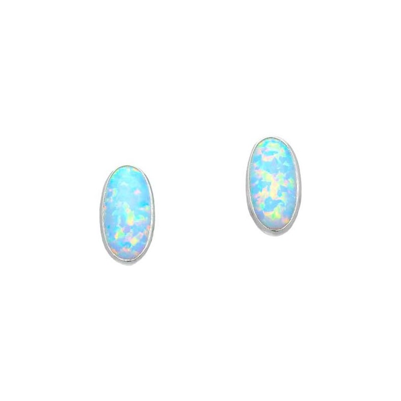 Ortak Sterling Silver Created Opal Earrings - SE388