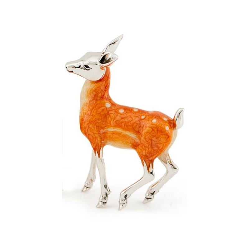 Saturno Silver Animals  -Large Enamel Deer 9763