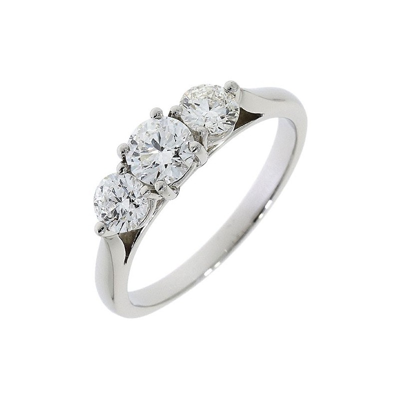 Platinum 3 Stone Diamond Claw Set Ring - 1.00cts D/SI1