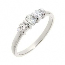 Platinum 3 Stone Bar Set Diamond Ring - 0.33ct