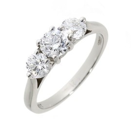 Platinum Claw Set 3 Stone Diamond Ring - 1.19ct