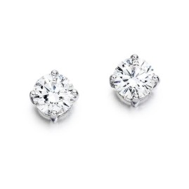 18ct White Gold Diamond Solitaire Stud Earrings - 1.60 F/VS2