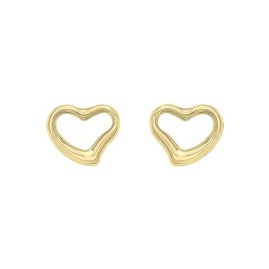 9ct Gold 12mm x 10mm Open Heart Stud Earrings