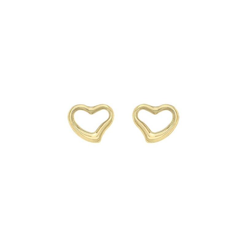 9ct Gold 12mm x 10mm Open Heart Stud Earrings