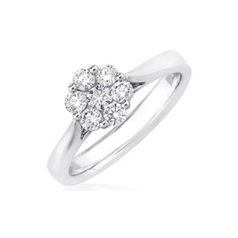 Platinum 7st Diamond Cluster Ring - 0.60cts