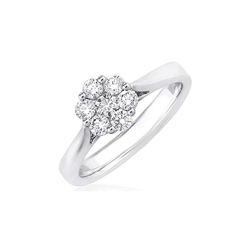 Platinum 7st Diamond Cluster Ring - 0.60cts