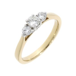 18ct Gold Three Stone Diamond Ring - 0.48cts