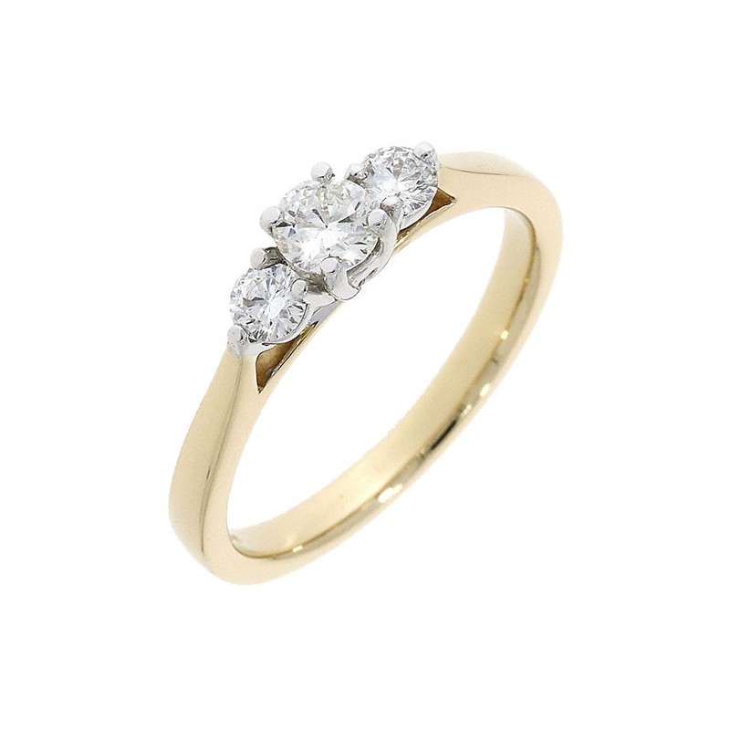 18ct Gold Three Stone Diamond Ring - 0.48cts