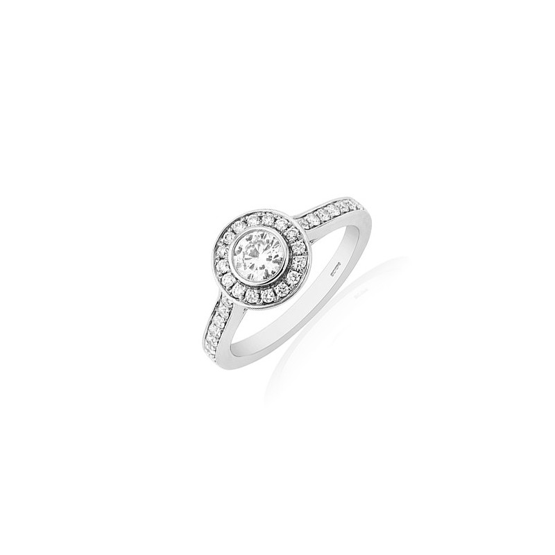 18ct White Gold Diamond Halo Cluster Ring - 0.24cts