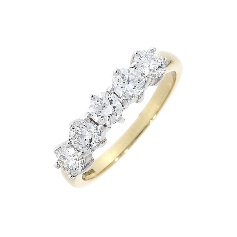 18ct Gold 5st Diamond Eternity Ring - 1.20cts