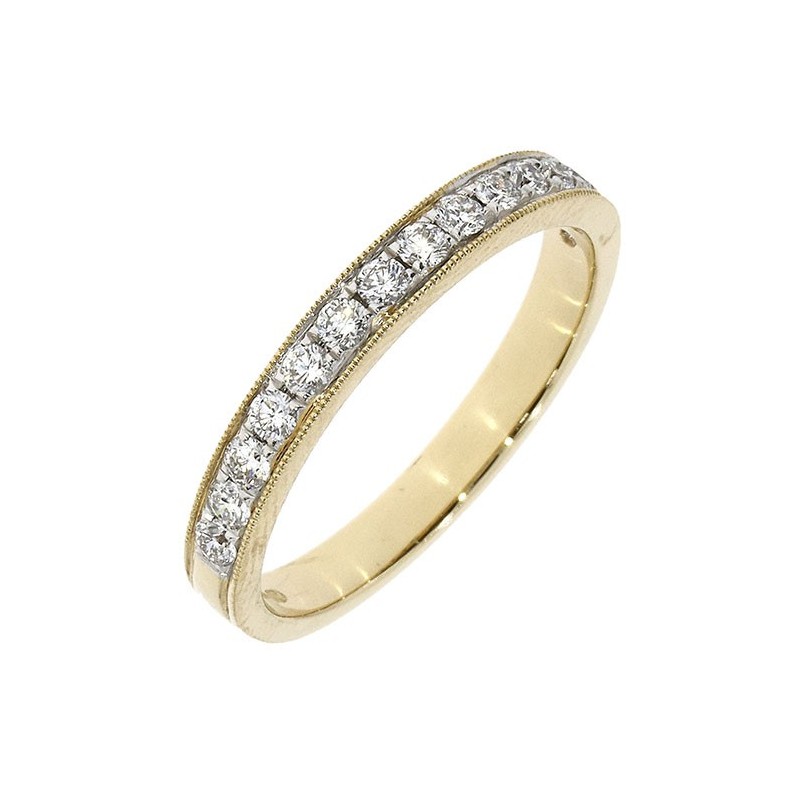 18ct Gold Milligrain Diamond Wedding Ring - D: 0.30cts