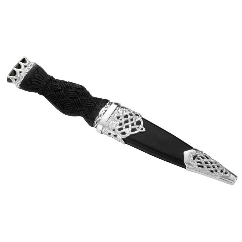 Save £129 off RRP -  Sgian Dubh Edinburgh Hallmark - Lomond Silver & Leather Ebony