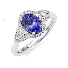 18ct White Gold Tanzanite & Diamond Ring - T 1.47  D 0.57