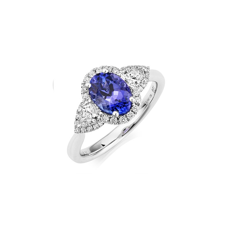 18ct White Gold Tanzanite & Diamond Ring - T 1.47  D 0.57