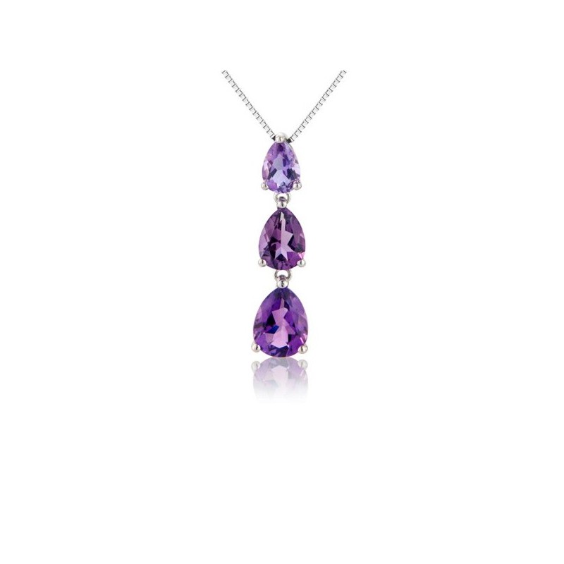 White Gold Pear-shaped Amethyst Necklace - Macintyres of Edinburgh