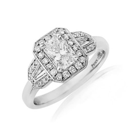 Platinum Phoenix Cut Art Deco Halo Cluster Ring - 0.81ct D/VVS2