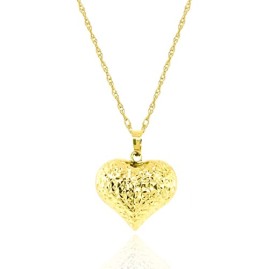 9ct Gold Diamond Cut Heart Pendant & Chain