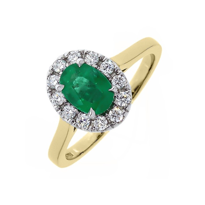 18ct Gold Oval Emerald Cluster Ring | Macintyres of Edinburgh