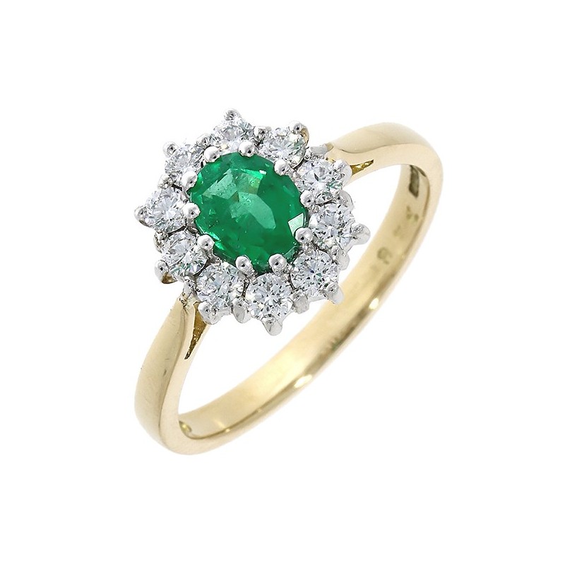 18ct Classic Emerald Cluster Ring | Macintyres of Edinburgh