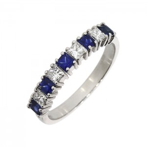 18ct White Gold Sapphire & Diamond Eternity Ring S 0.41 D: 0.53