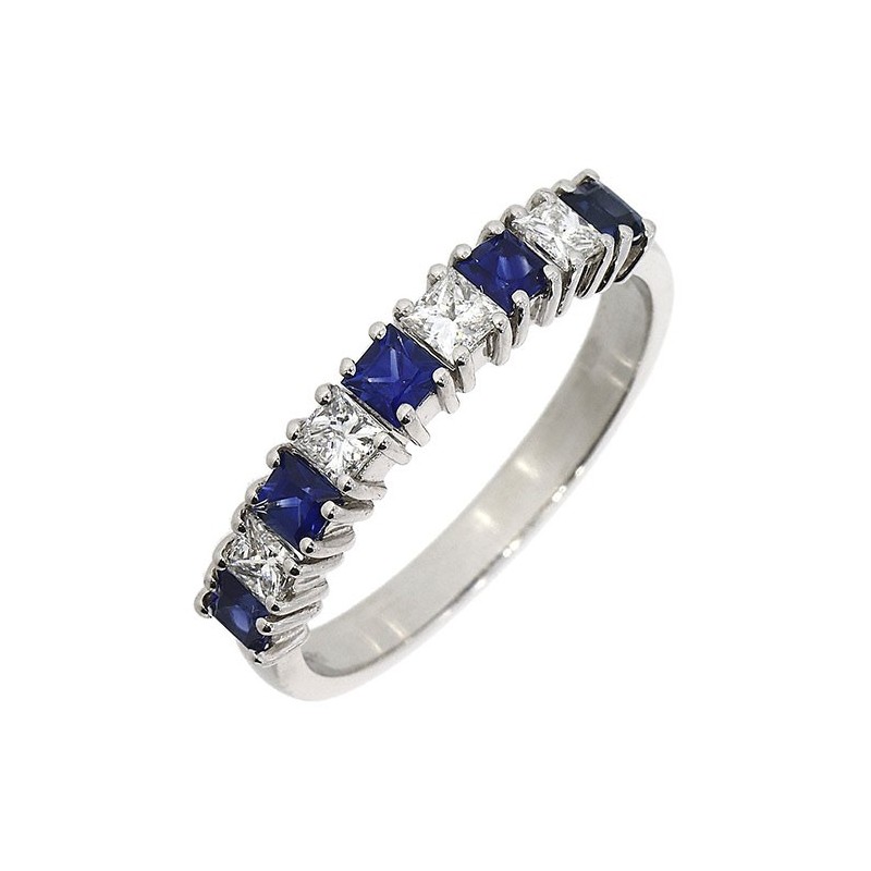 18ct White Gold Sapphire & Diamond Eternity Ring S 0.41 D: 0.53