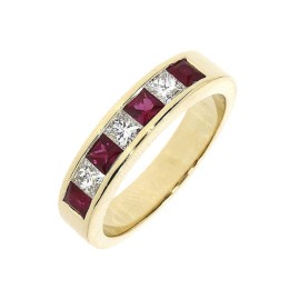 18ct Gold 7st Ruby & Diamond Eternity Ring - R 0.62 D 0.47