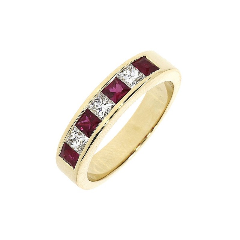 18ct Gold 7st Ruby & Diamond Eternity Ring - R 0.62 D 0.47