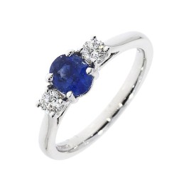 Platinum 3st Sapphire & Diamond Ring - S 0.81 D 0.26