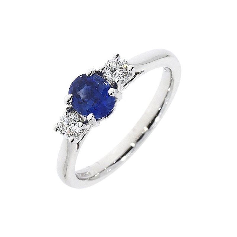 Platinum 3st Sapphire & Diamond Ring - S 0.81 D 0.26