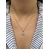 18ct White Gold Paraiba & Diamond Pendant + Chain P 0.75 D 0.17