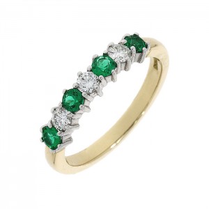 18ct Gold Emerald & Diamond Eternity Ring - E 0.34 D 0.25