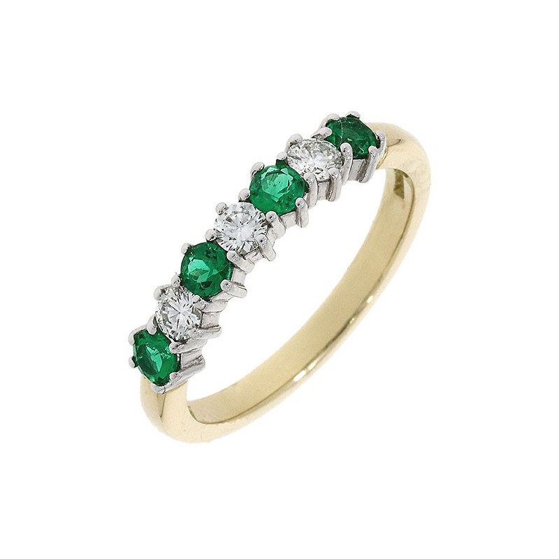 18ct Gold Emerald & Diamond Eternity Ring - E 0.34 D 0.25