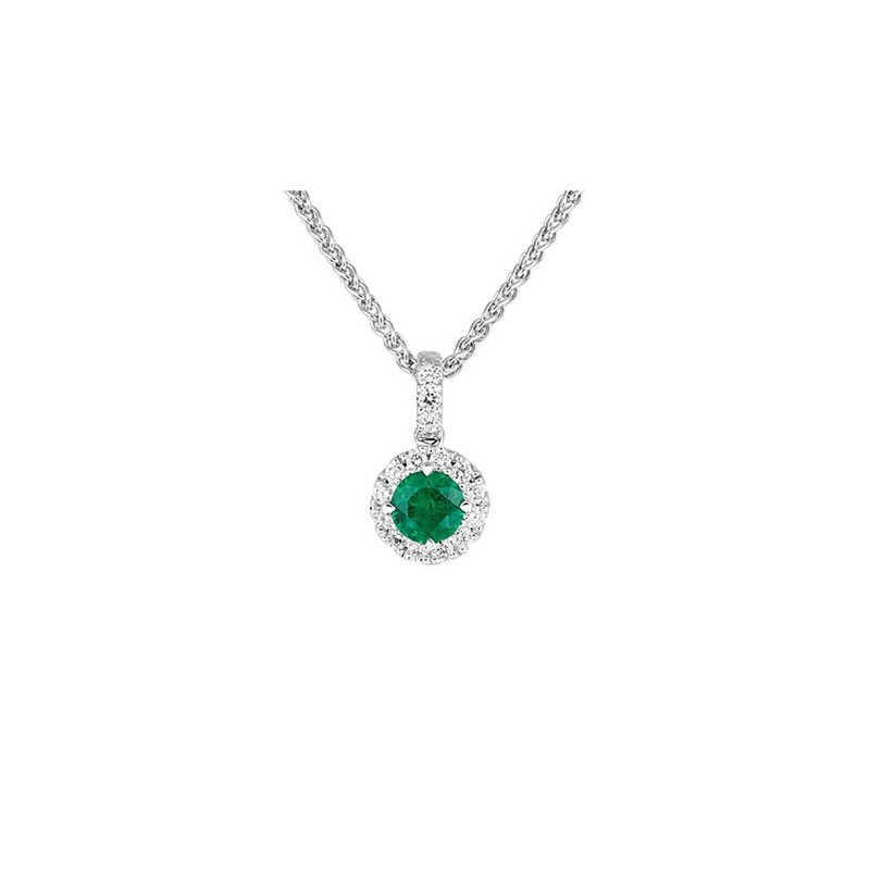 18ct White Gold Emerald & Diamond Necklet - E 0.91 D 0.25