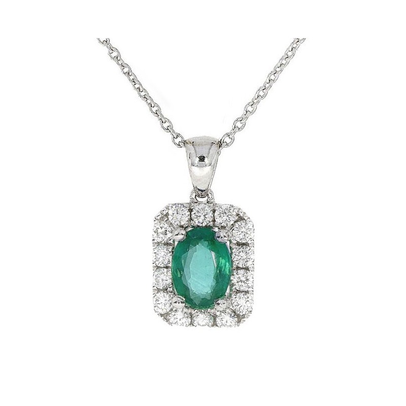 Octagonal Emerald & Diamond Cluster Pendant | Macintyres of Edinburgh