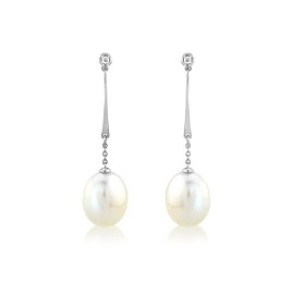 Freshwater Pearl & Diamond Drop EarringsCatalog  Products