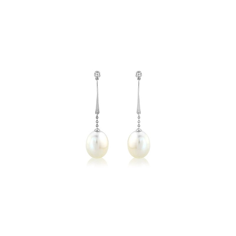 Freshwater Pearl & Diamond Drop EarringsCatalog  Products