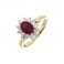 18ct Gold Ruby & Diamond Cluster  Ring - R 1.13 D 0.33ct