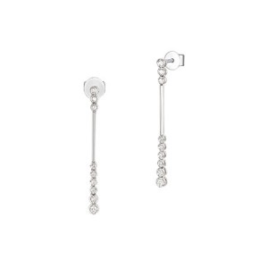 18ct White Gold Diamond Long Drop Earrings - 0.26ct
