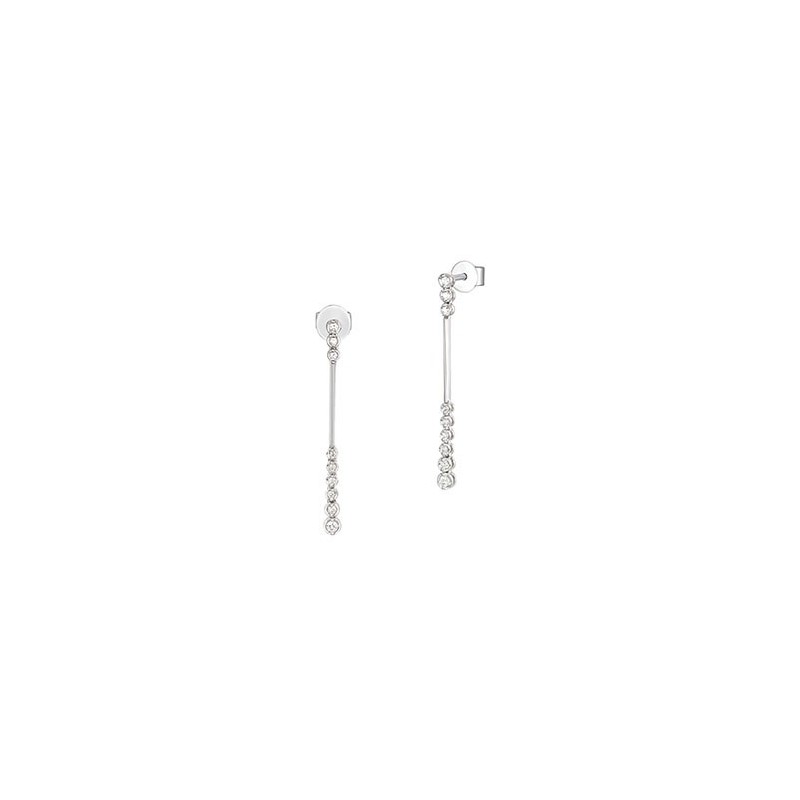 18ct White Gold Diamond Long Drop Earrings - 0.26ct