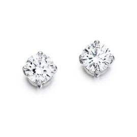 Pair 18ct Gold Diamond Solitaire Stud Earrings - 1.40cts H/VS2