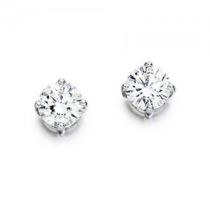 18ct White Gold Diamond Solitaire Stud Earrings - 1.44cts H/VS2
